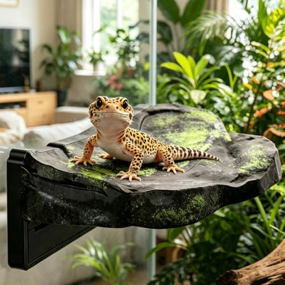 Rock Reptile Climbing Platform, Magnetic Wall Mount Leopard Gecko Basking Platform, Detachable Lizard Resting Shelf for Tree Frog Spiders Terrarium - size: Small