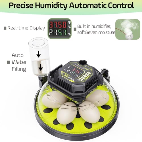 18 Egg Incubator with Automatic Egg Turning Day Counter and Atomizer for Auto Humidity Control, Full Auto Turner Lock 3 Days Before Hatch, Hatching 18Chicken 12Duck 30Quail at Backyard - size: 18 Egg