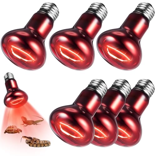 VIHOSE 6 Pack 75 W Reptile Heat Bulbs Red Heat Lamp Bulb Infrared Lamp Red Basking Light Bulbs for Reptiles, Bearded Dragon, Lizard, Tortoise, Chickens, Leopard Gecko, Amphibian, Pets - color: Infrared