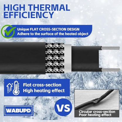 3FT-200FT Heat Tape for Water Pipes, -40°F Deicing Pipe Heat Cable,Electric Heating Cable Pipe,Frezze Protection for Heat Trace Cable for Metal, Plastic Home Pipes,Gutter,120V 5W/ft（9FT） - size: 9FT
