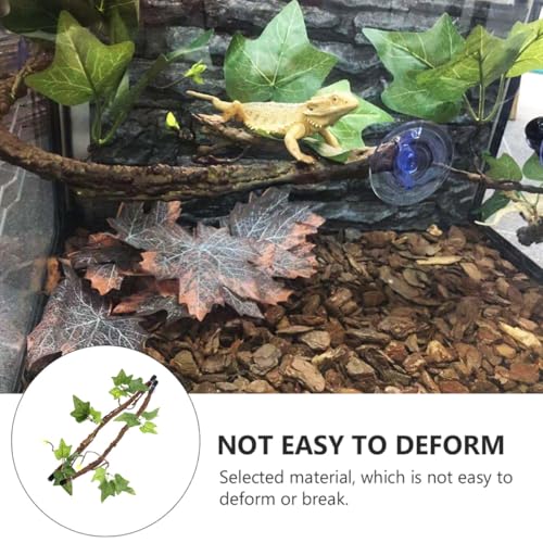 INOOMP Reptile Climbing Vines with Suction Cups, Flexible Artificial Jungle Vines, 2pcs Decorative Rattan Branches for Lizard Tank Habitat and Gecko Terrarium