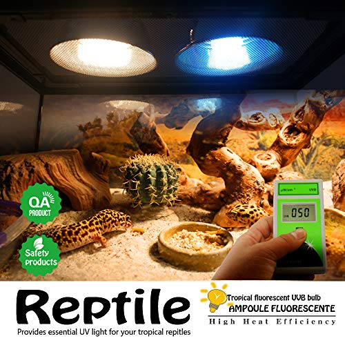 UVA UVB Light Reptile Bulb 10.0 13W Desert Compact Fluorescent Terrarium Lamp for Bearded Dragon, Turtle, Snake, Gecko, Lizard With UV Tester Card