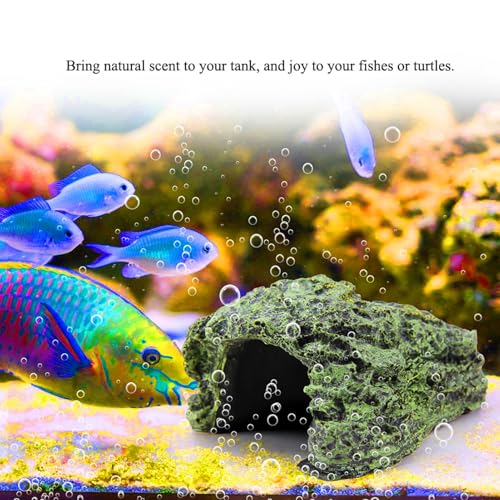 Reptile Hide Cave Resin Rock Shelter Hideout Basking Platform Decor, Natural Safe Climbing Resting Spot for Terrarium Aquarium Brown Medium 4.7 x 4.3 x 2.4 in 1 Pack