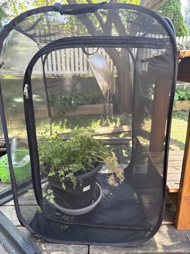 Mesh Plant Enclosure Pop-Up Cage Plant Protection Tent, 24”x 24”x 36” Mesh Plant Cover Grow Tent Plant Cover for Fruit, Vegetables, Pests, Bird and Pest Protection Guard for Flowers and Herbs