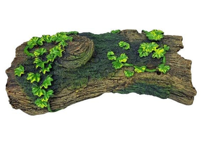 AquariumH2o Large Hollow Log with Plants Aquarium Pond Ornament Artificial Resin Tree Bark Hide or Cave for Fish Tank, 10 Inches Long Reptiles or Turtle Tank Ornament Safe for Aquatic Habitats, Brown