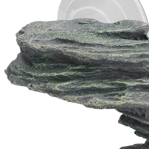 Basking Platform, Tortoise Dock Resin Resting Rock Reptile Climbing Ornament Stone Aquarium Ornament with Suction Cup
