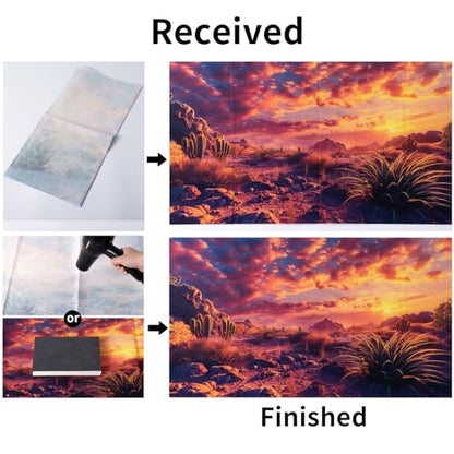 COMSUN 3 Pack Terrarium Background, 48x18 inches Polyester Reptile Background, Cloth Terrarium Backgrounds, Gobi Sunshine Cactus Stone & Green Tree Fern Stream Backgrounds - size: 48x18 Inch