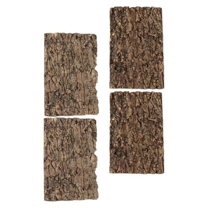 SHINEOFI 4pcs Reptile Bark Decor Wood,11. 8" X 7. 8" Cork Bark Background Natural Terrariums Background Cork Wood Habitat Tank Decoration for Bearded Dragon