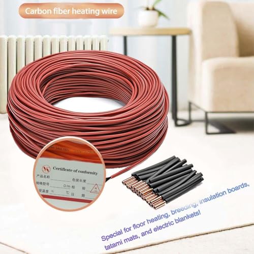 Carbon Fiber Heating Wire,Silicone Infrared Heating Cable,Electric Radiant Floor Cable,12k Ohm Resistance Wire,Far Infrared Heat Element,Greenhouse Soil Heating Wire,Pipe Freeze(10 m) - size: 10 m