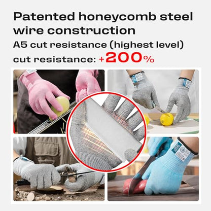 JDL Large Blue Cut Resistant Gloves with Touch Screen, Food Grade, ANSI A5, 3D Stretch Fit, Firm Grip, Suitable for Oyster Shucking, Meat Slicing, Kitchen Protection - color: Blue, size: Large