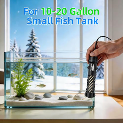 FREESEA Aquarium Heater for Fish Tank: 100W Small Submersible Thermostat with Off-Water Protection & UL Certified Cord for 10-20 Gallon Fish Turtle Tanks Enthusiasts - size: 100W(10-20 Gallon)