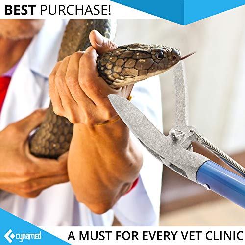 Cynamed 43" Long Reach Snake Tongs Reptile Grabber Catcher, Stainless Steel & Wide Jaw Pick-up Handling Tool