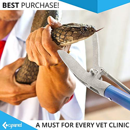 Cynamed 43" Long Reach Snake Tongs Reptile Grabber Catcher, Stainless Steel & Wide Jaw Pick-up Handling Tool