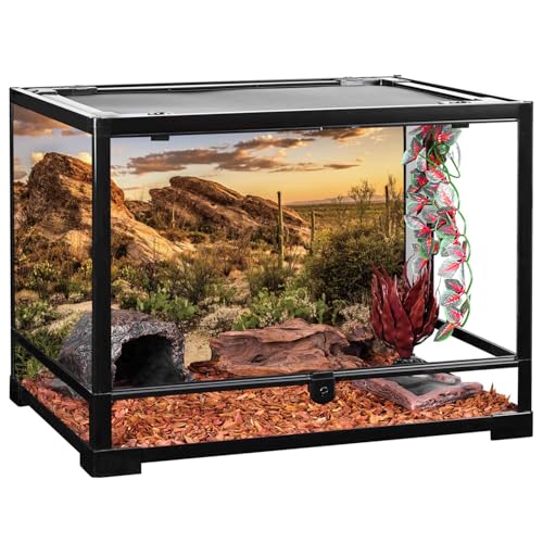 AWERT Reptile Habitat Background Blue Sky Oasis Cactus Sun and Desert Terrarium Background 30x12 inches Polyester Background - size: 30x12 inches