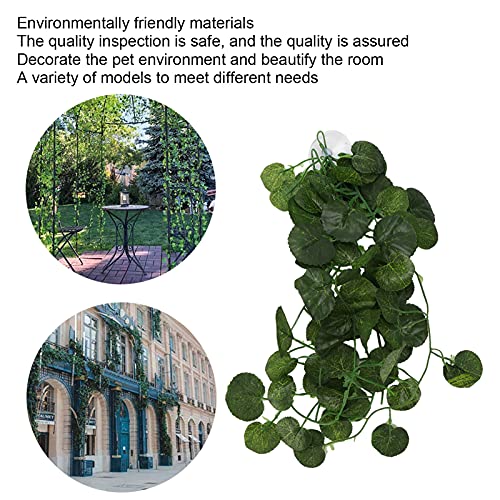 Pssopp Simulated Rattan Vine, EcoFriendly Plastic Hanging Plant False Vine for Aquarium Reptile Tank Decoration 2-2.5m Green Shell with Suction Cups