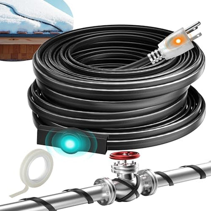 6FT Heat Tape for Water Pipes Electric Heat Tape for Water Pipe Freeze Protection, Heat Cable for Water Pipes Self-Regulating Heating Cable for Metal and Plastic Pipes, 8W/FT, 120V - style: 6ft