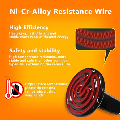 Reptile Heat Lamp, 250W Ceramic Heat Emitter, No Light Emitting Heat Bulb for Reptiles Amphibians Snakes Turtles Chickens - size: 250