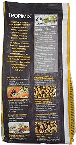 Hari Hagen Tropimix Enrichment Food for Cockatiels & Lovebirds, 2 lb. - HARI Parrot Food with Seeds, Fruit, Nuts, Vegetables, Grains, and Legumes - size: 2 Pound (Pack of 1)