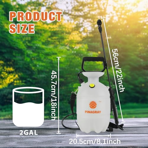 2Gallon/7.56L Pressure Sprayer - Multi-Use Pump Mister for Garden, Lawn & Home with 2 Nozzles, Shoulder Strap & Gloves - Ideal as Weed, Plant & Water Sprayer - color: 2Gallon/7.56L Pressure Sprayer