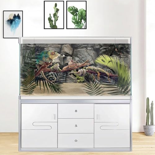 24X12IN Stone Aquarium Background, Rock Fish Tank Background, Natural Rocky Glass Terrarium Background with 8 EVA Double-Sided Tape - color: Stone, size: 24X12in/60X30cm
