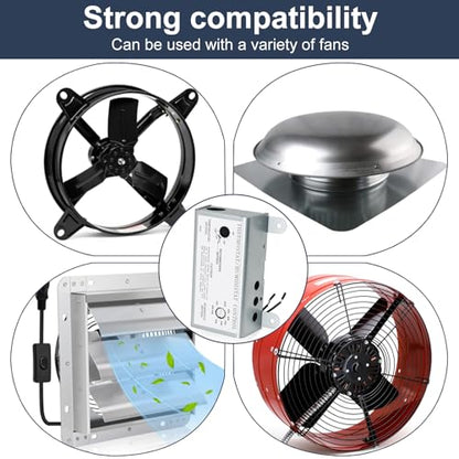 Criditpid Attic Fan Adjustable Thermostat & Humidistat Controller Box for Powered Attic Ventilators Fan- Replacement Temperature Humidity Controller.