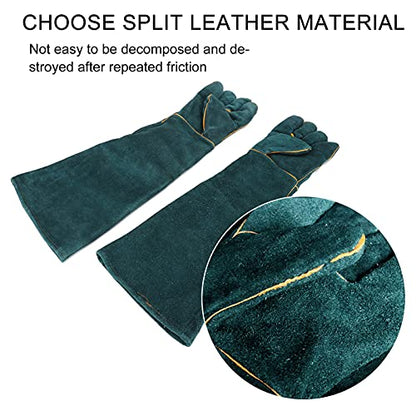 Reptile Handling Gloves for Animal Care – Durable Split Leather Anti Bite Protection for Birds Falcons Snakes and Dogs