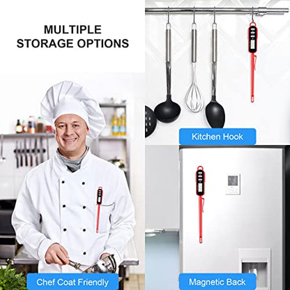 Lonicera Digital Cooking Thermometer for Bread Baking, 5" Probe, Instant Read 2-3s, IPX6 Waterproof Food Thermometer with Backlight, for Liquid, Water & Meat (Red)