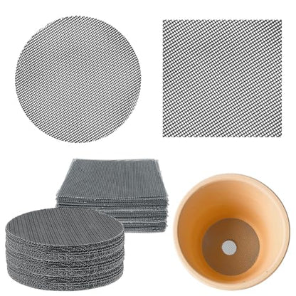 60 Pcs 4 inch Round&Square Flower Pot Hole Mesh Pad Plant Drainage Screens Gasket Bonsai Pot Bottom Grid Mat Mesh for Bottom of Planters Stop Soil from Falling Out