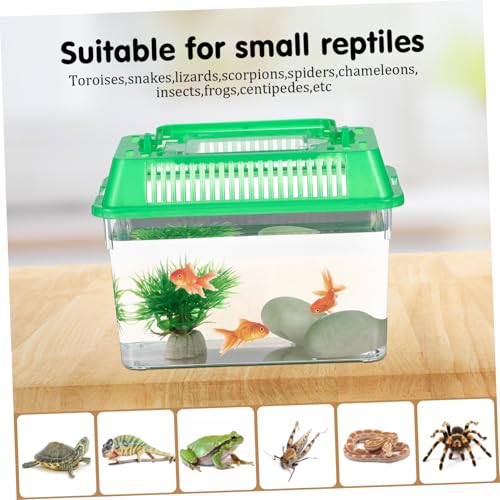 Mipcase 5pcs Portable Handheld Fish Tank Mixed Color Transparent Turtle Feeding Box for Small Pets Lightweight Plastic Breeding Aquarium Ventilation Design Easy to Clean and Operate