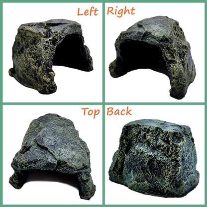 M2cbridge Aquarium Fish Hide Cave Reptile Hideout Cave Terrarium Amphibians Habitat Decor(Black Rock) - style: Rustic