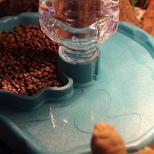 Turtle Drinker Reptile Water Bowl 2 in 1 Automatic Reptile Feeder Water Dispenser Tortoise Water Dish Automatic Water Reservoir Feeder for Reptile Turtle Food Dish - color: White