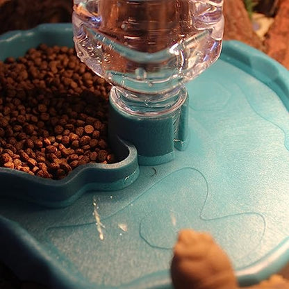 Turtle Drinker Reptile Water Bowl 2 in 1 Automatic Reptile Feeder Water Dispenser Tortoise Water Dish Automatic Water Reservoir Feeder for Reptile Turtle Food Dish - color: Blue