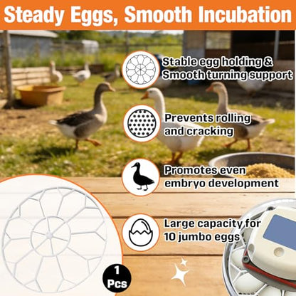 10 Jumbo Eggs JGT360 Goose Egg Tray Compatible with Nurture Right 360 Incubator, Large Goose Egg Turner Tray for Incubating Geese and Other Poultry