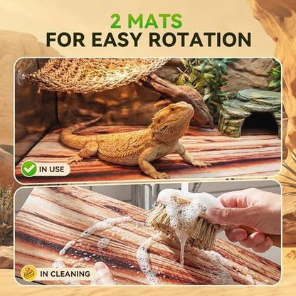 Saillong Reptile Carpet 2Pcs 40 Gallon, 36*17in Reptile Mat for Bearded Dragon Tank Accessories, Terrarium Liner Bedding Mat for Lizard, Gecko, Snake, Chameleons, Tortoise with Tweezers Feeding Tong - size: 36 x 17 Inch