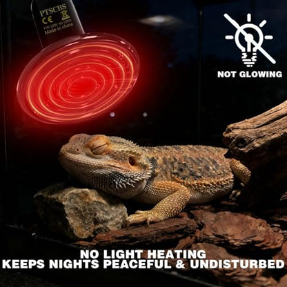 100W Ceramic Heat Emitter (2-Pack) - Reptile Heat Lamp, No Light Emitting Coil Bulb for Reptile Tanks, Terrariums, Brooders & Chicken Coops - E26 Base for Turtle, Lizard, Bearded Dragon, Snake