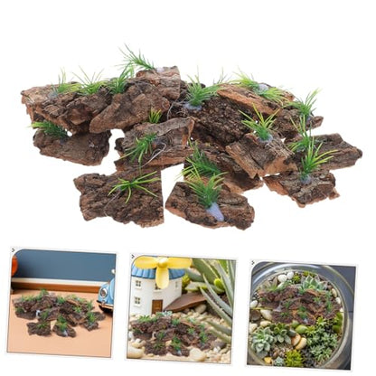 LIOOBO 20pcs Natural Cork Bark Terrarium Background for Reptiles Real Tree Bark Platform for Climbing and Hiding Aquarium Decor for Lizards Snakes Turtles Easy Maintenance Small Terrarium