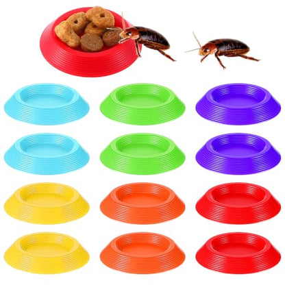 12 Pack Isopods and Springtails Feeding Dish Mini Colorful Feeder Bowls for Dubia Roaches, Superworms, Small Insects & Dwarf Invertebrates, Terrarium Enclosure Bowl for Reptile Food & Supplements