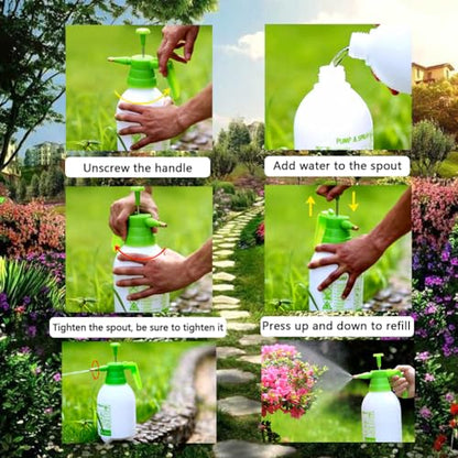 Garden Pump Sprayer, 0.5Gallon/68oz Hand-held Lawn Pressure Spray Bottle with Adjustable Nozzle (Green-2Pcs) - color: Green-2Pcs
