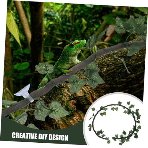 BESPORTBLE 1m Jungle Vines for Reptiles Flexible Artificial Habitat Decor with Suction Cups Includes Pu Vines and Leaves for Lizards Frogs Snakes and More Reptiles