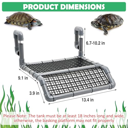 Fhiny Hanging Turtle Basking Platform, Plastic Turtle Dock Basking Area with Climbing Ramp Height Adjustable Reptile Floating Dock Tortoise Tank Accessories Decor for Lizard Gecko Hermit Crab - style: Basking Platform C
