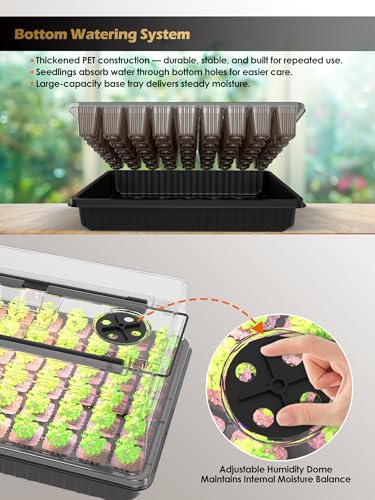 GLOWRIUM Seed Starter Tray with Full Spectrum Grow Light,54-Cell *2 Pack Seed Starter Kit with Humidity Dome,6-Setting Auto Timer,Adjustable Brightness for Indoor Plant (2-Pack) - style: 2-Pack