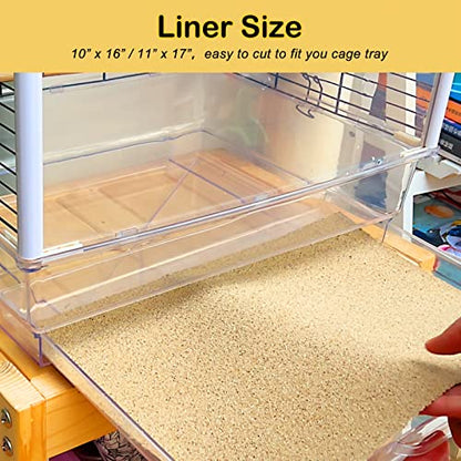 S&X Bird Cage Liners 17 x 11in, 10-Pack, Disposable Gravel Paper Sheets | Thick, flat gravel paper eases cage cleanup – gritty surface helps trim claws & beaks – pre-cut to fit common cage trays - size: 10PCS 11" x 17"