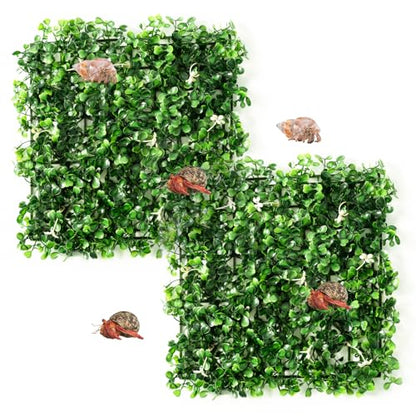 Hermit Crab Climbing Wall Toys, 2 Pcs 10×10" Faux Grass Mat Climbing Wall for Reptile Tank, Gecko and Lizard Habitat Decor