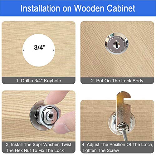 WOOCH Cabinet Cam Lock, 1-1/8 Inch Keyed Alike Cam Locks Secure File Drawer Door Mailbox Tool Box Dresser RV Cylinder Replacement Lock Hardware, Fits on 1" Max Panel Thickness (2 Pack) Chrome Finish - size: 1-1/8 Inch Offset