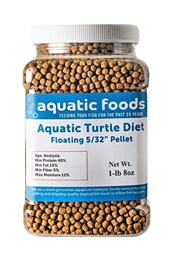 Aquatic Turtle Diet, 5/32" Round Floating Pellets for Freshwater Turtles, Painted, Pond, Red-Eared, Baby Box, Slider Turtles and More.…1-lb & 8oz Med Jar - size: 1.5 Pound (Pack of 1)
