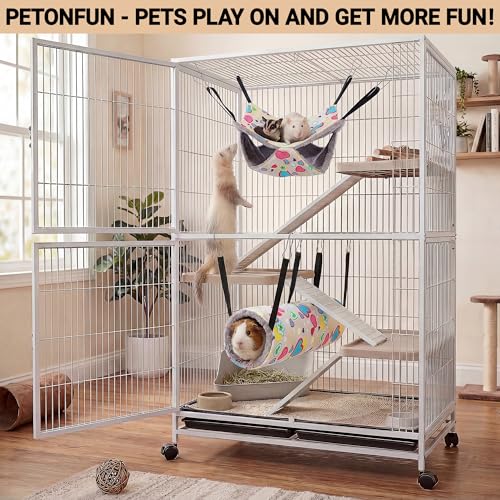 petonfun 2 Pack Ferret Rat Hammock for Cage,Large Sugar Glider Pouch Guinea Pig Bed,Pet Toys and Accessories Set for Play,Hanging Small Animal Tubes & Tunnels for Chinchilla Squirrel Hide, Grey Heart