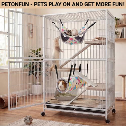 petonfun 2 Pack Ferret Rat Hammock for Cage,Large Sugar Glider Pouch Guinea Pig Bed,Pet Toys and Accessories Set for Play,Hanging Small Animal Tubes & Tunnels for Chinchilla Squirrel Hide, Grey Heart