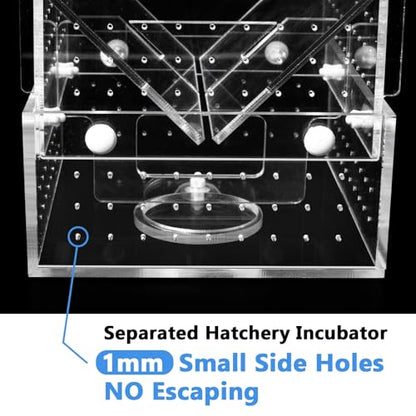 Breeder Box for Fish Tank, Fish Breeder Box for Aquarium, Acrylic Hatchery Incubator Tank with Suction Cups Isolation Box for Baby Fish Shrimp Betta and Guppy (Design to Contain Egg, 4x4x6.5”)