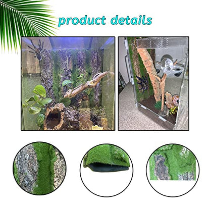 kathson Reptile Cork Terrarium Background Decor Climbing Mat Habitat Fitting Bark Backdrop Wall Artificial Moss for Lizard Gecko Bearded Dragon Chameleon(3 Pcs)
