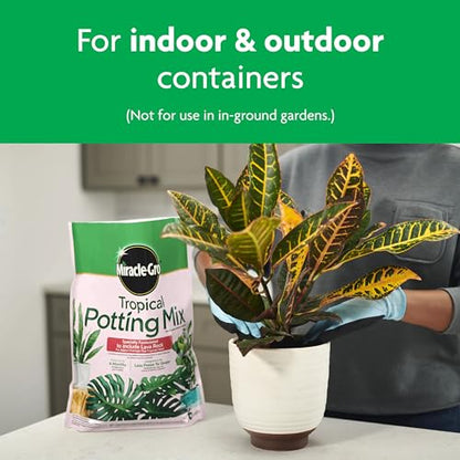 Miracle-Gro Tropical Potting Mix, For Container Plants, Use with Snake Plants, Spider Plants, Pothos, Monstera, 6 qt., 3-Pack - size: 3 Pack, style: Potting Mix